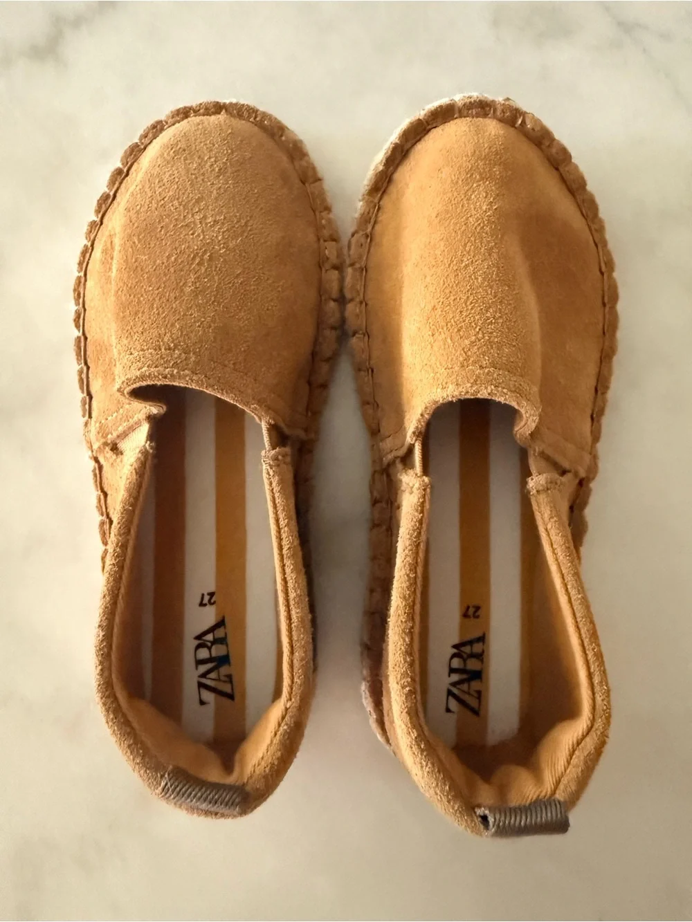 ZARA Kids Tan Suede Moccasin Slip-Ons